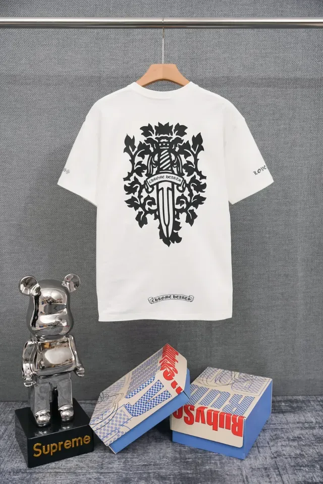 Chrome Hearts Dagger Crest सफ़ेद टी-शर्ट 4