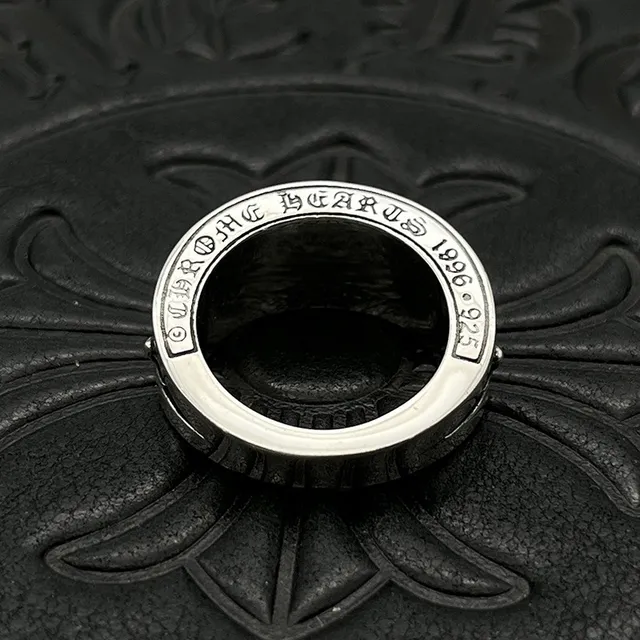 Chrome Hearts Engraved Wide-Band Ring Silver Black Ring 3