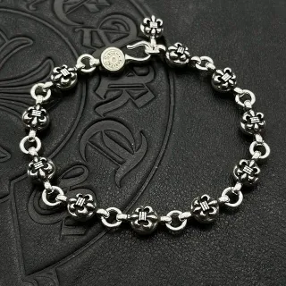 Chrome Hearts Fleur de Lis Link Silver Bracelet