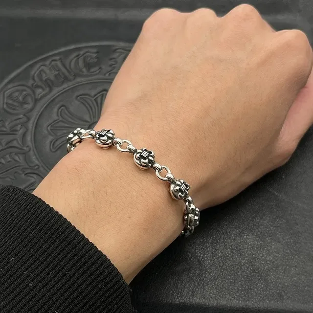 Chrome Hearts Fleur de Lis Link Silver Bracelet 2