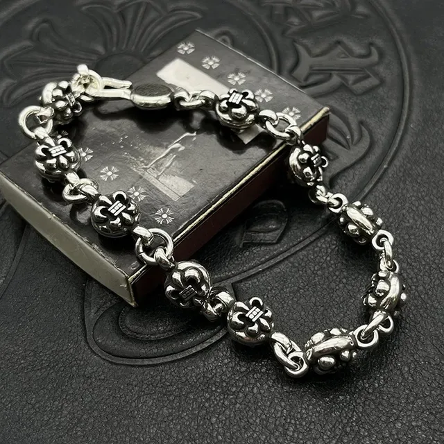 Chrome Hearts Fleur de Lis Link Silver Bracelet 3
