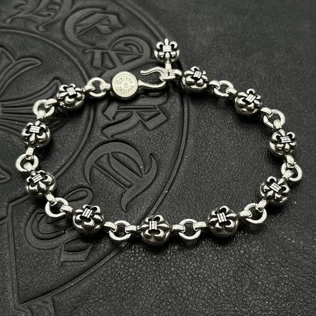 Chrome Hearts Fleur de Lis Link Silver Bracelet 5
