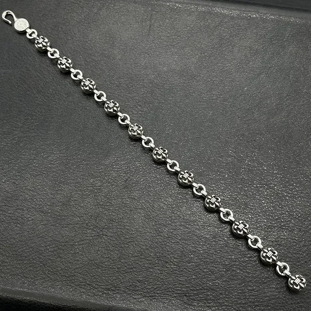 Chrome Hearts Fleur de Lis Link Silver Bracelet 6
