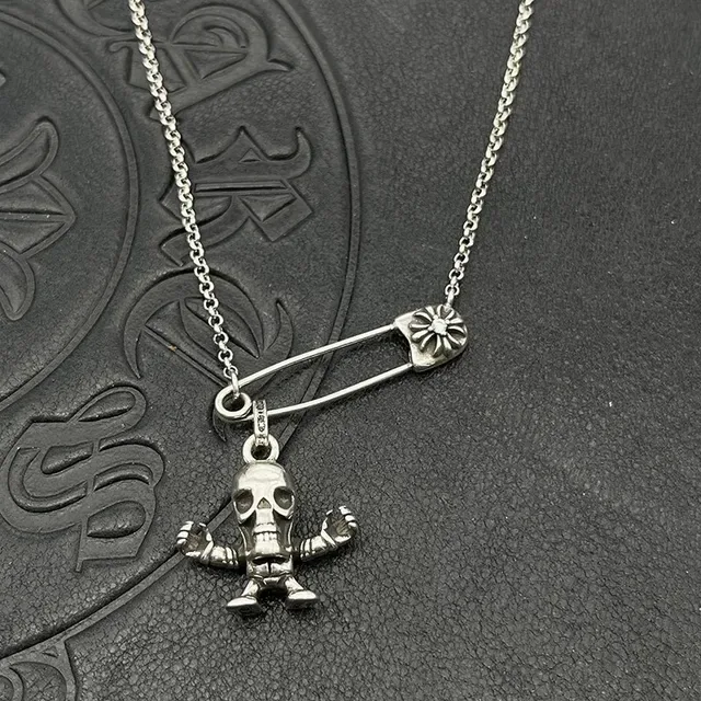 Chrome Hearts Safety Pin Cross Dog Tag Necklace 2