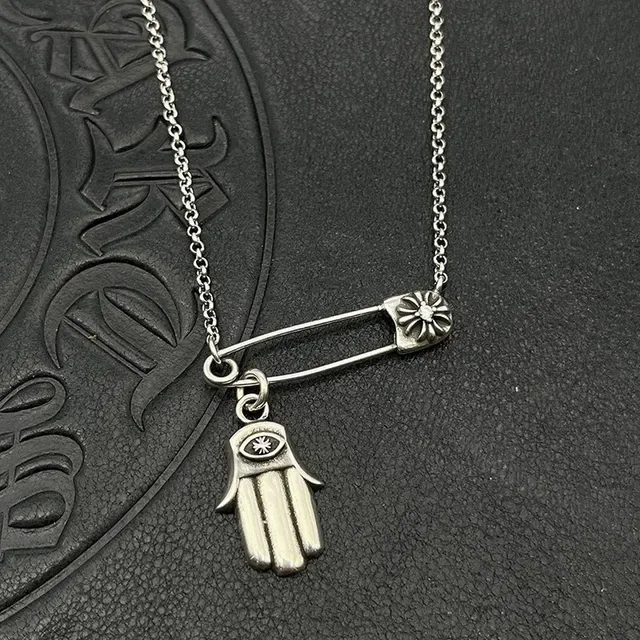Chrome Hearts Safety Pin Cross Dog Tag Necklace 4