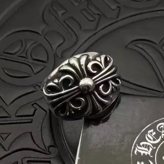 Chrome Hearts স্ক্রল মোটিফ রূপালী আংটি
