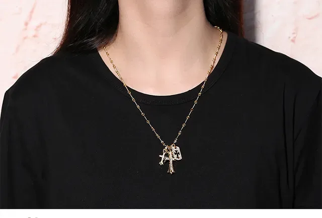 Chrome Hearts 银色黑色多链坠哥特十字架项链 2