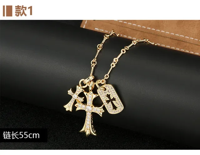 Chrome Hearts 银色黑色多链坠哥特十字架项链 3