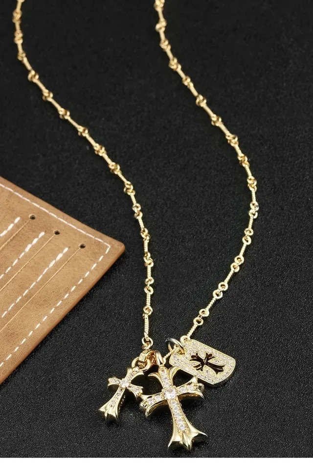 Chrome Hearts 银色黑色多链坠哥特十字架项链 4