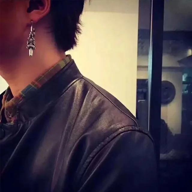Chrome Hearts Sword Pendant Hoop Earrings 3