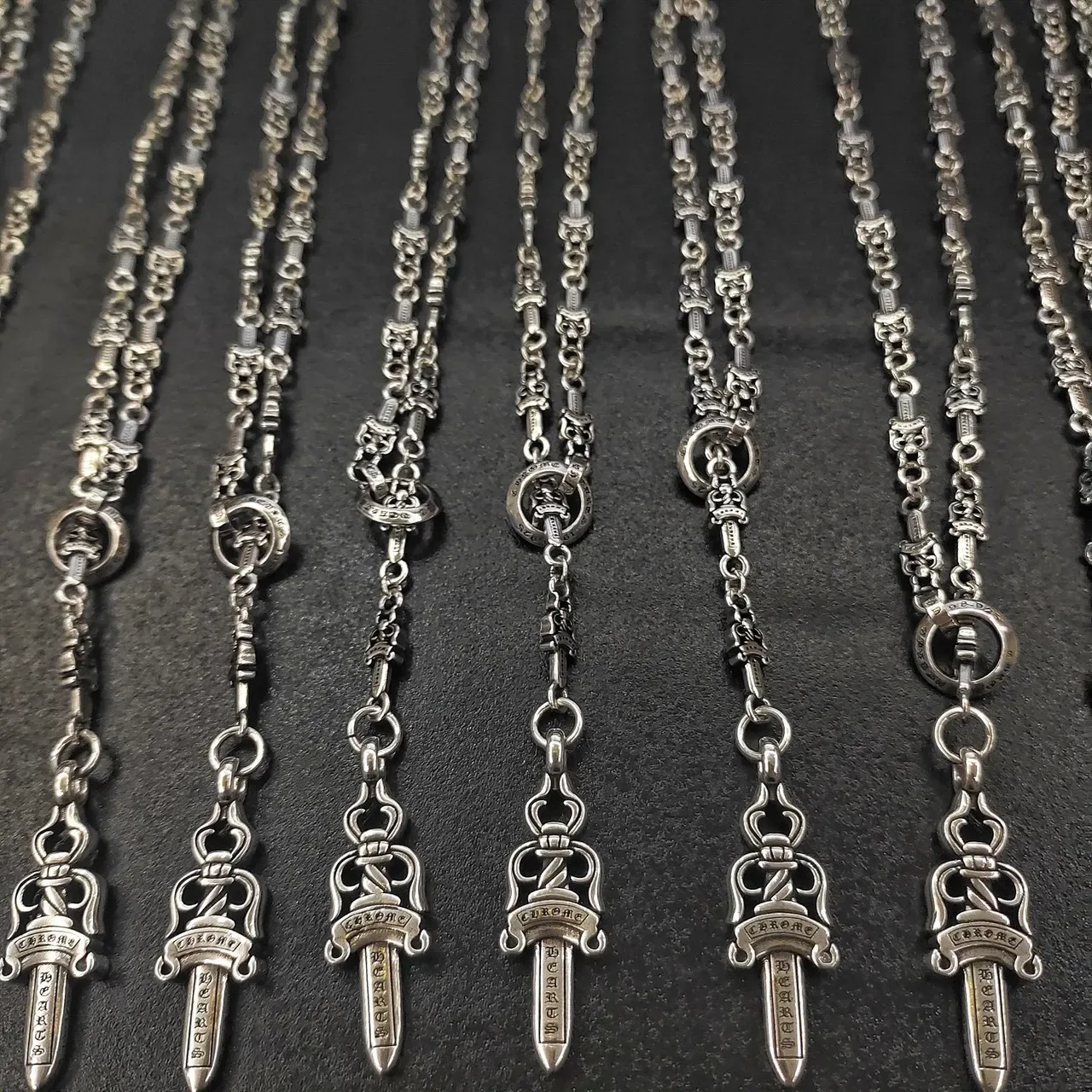 Chrome Hearts Sword Pendant Necklace Silver Gothic Engraved Branding Necklace 4