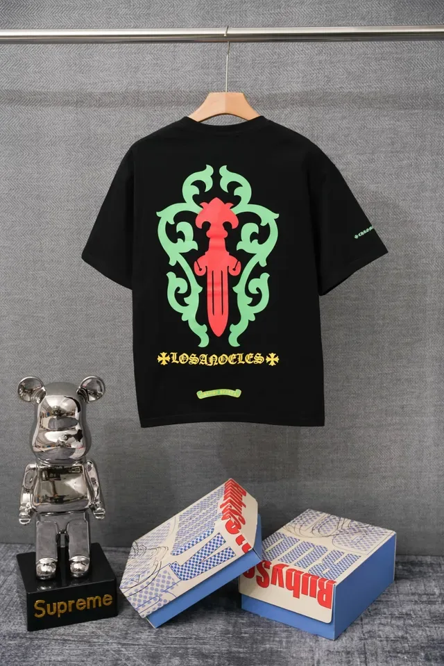 Chrome Hearts सफेद लाल क्रूनेक पॉकेट टी-शर्ट 2