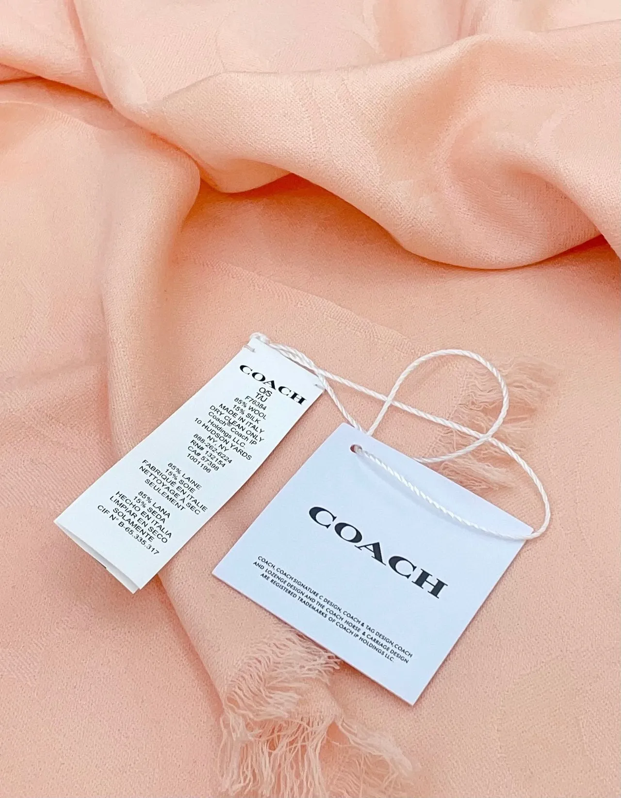 Coach Monogram Jacquard Pink Silk Scarf 9