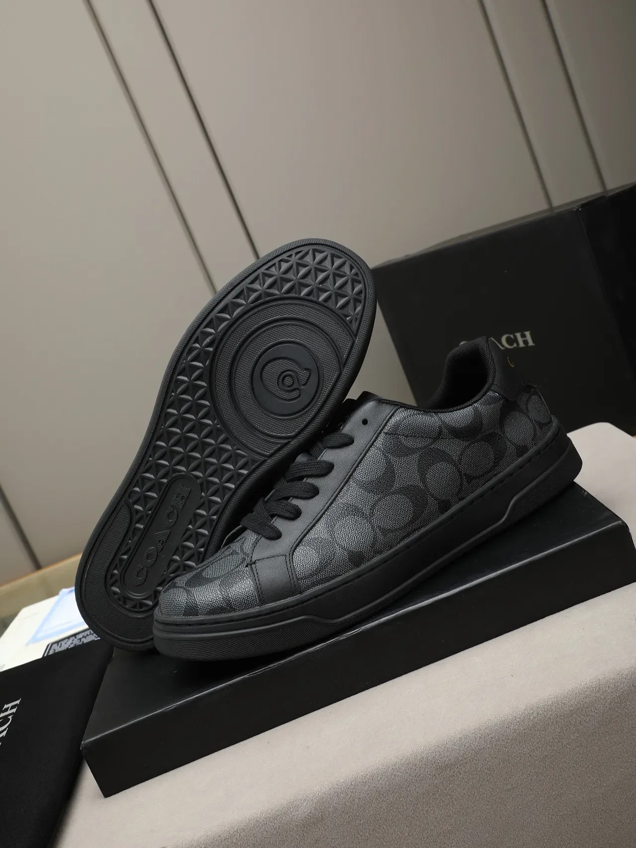 Coach Monogrammed Black Low-Top Lifestyle Sneakers 4