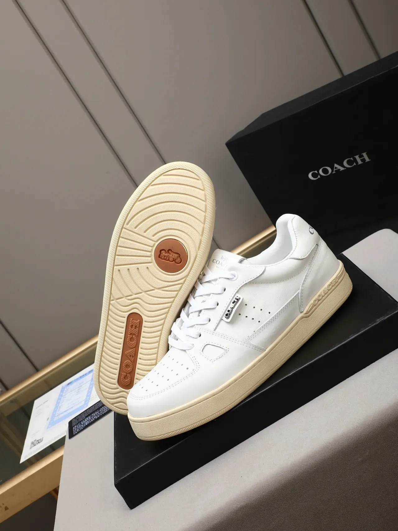 Coach White Beige Leather Upper Cream Cupsole Sneakers 4