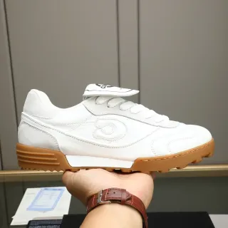 Coach White Leather and Suede C-Logo Gum Sole Sneaker