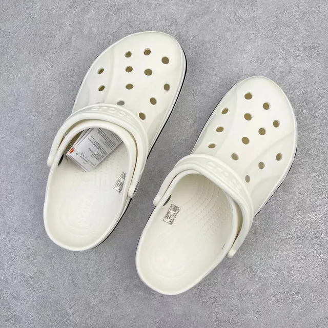 Crocs Classic Clog White Navy بناء الرغوة المولدة طباعة جانبية للعلامة التجارية Clog 3
