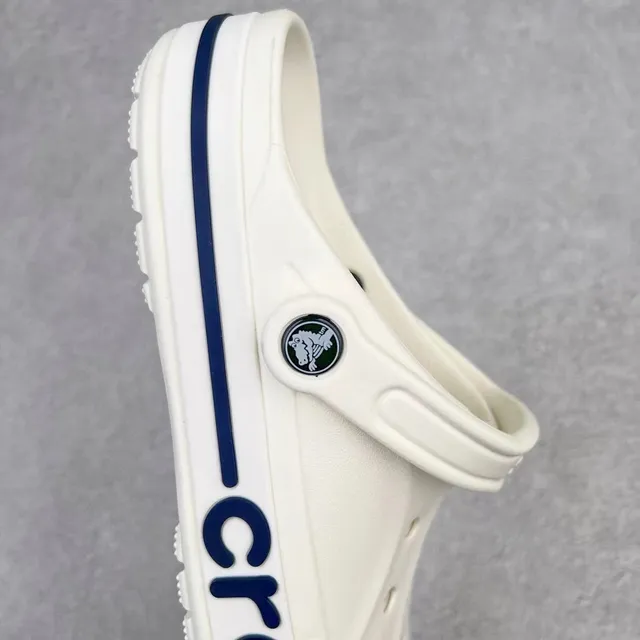 Crocs Classic Clog White Navy بناء الرغوة المولدة طباعة جانبية للعلامة التجارية Clog 6