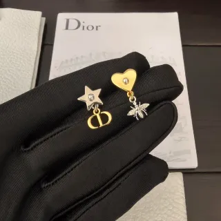 Dior Asymmetrical Star Heart Bee Drop Earrings