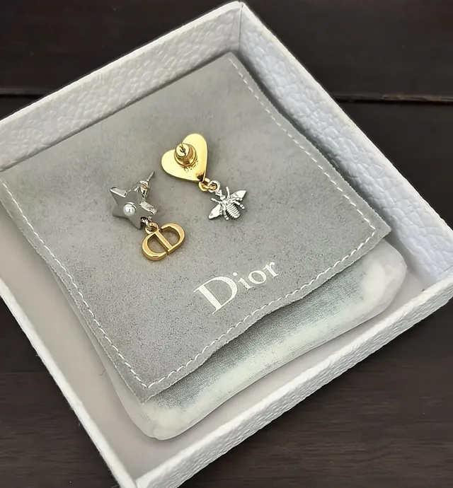 Dior Asymmetrical Star Heart Bee Drop Earrings 2