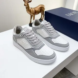 Dior B22 أحذية رياضية lifestyle أبيض رمادي low-top منقوشة لوحة مائلة