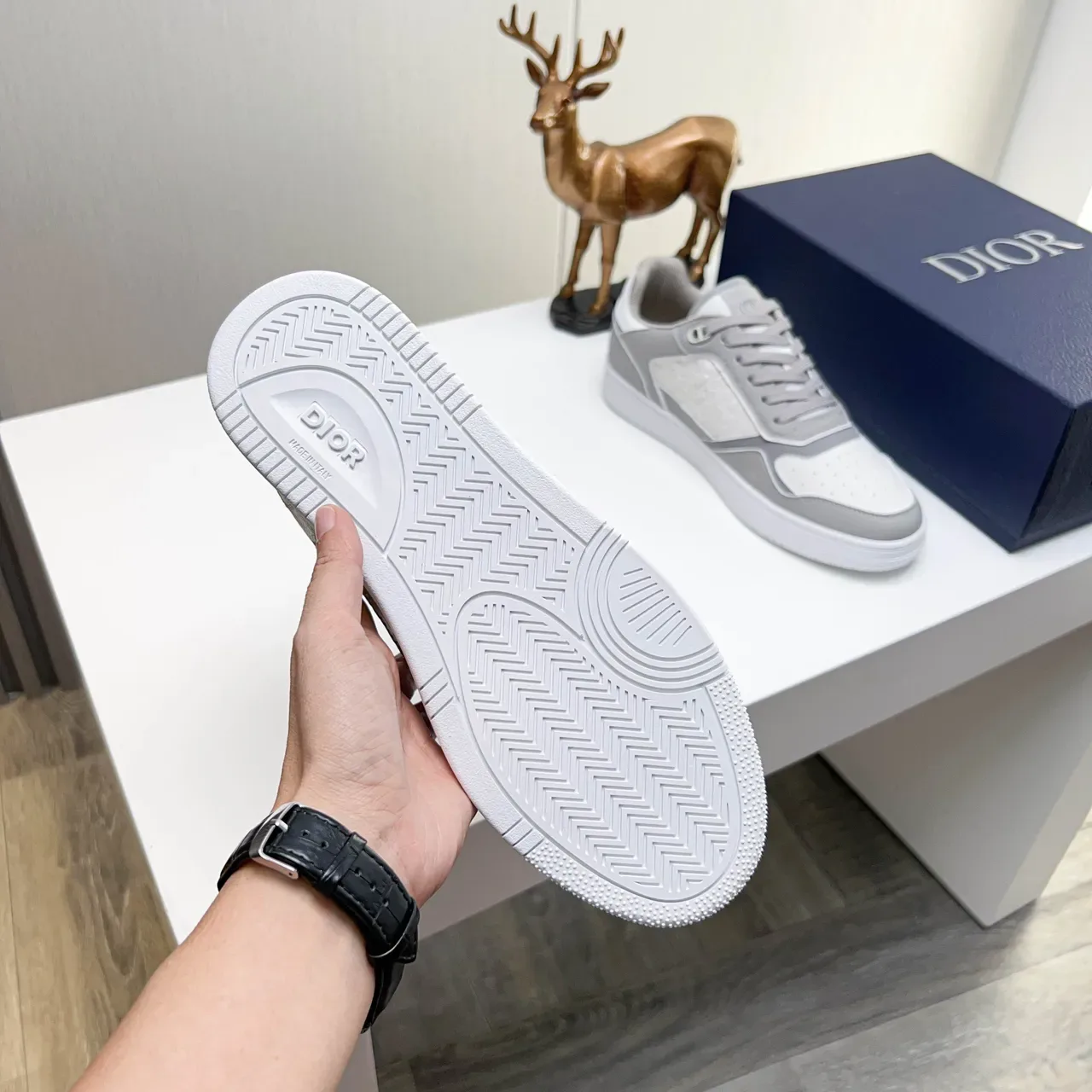 Dior B22 أحذية رياضية lifestyle أبيض رمادي low-top منقوشة لوحة مائلة 3