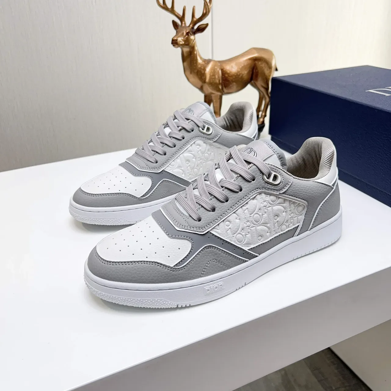 Dior B22 أحذية رياضية lifestyle أبيض رمادي low-top منقوشة لوحة مائلة 5