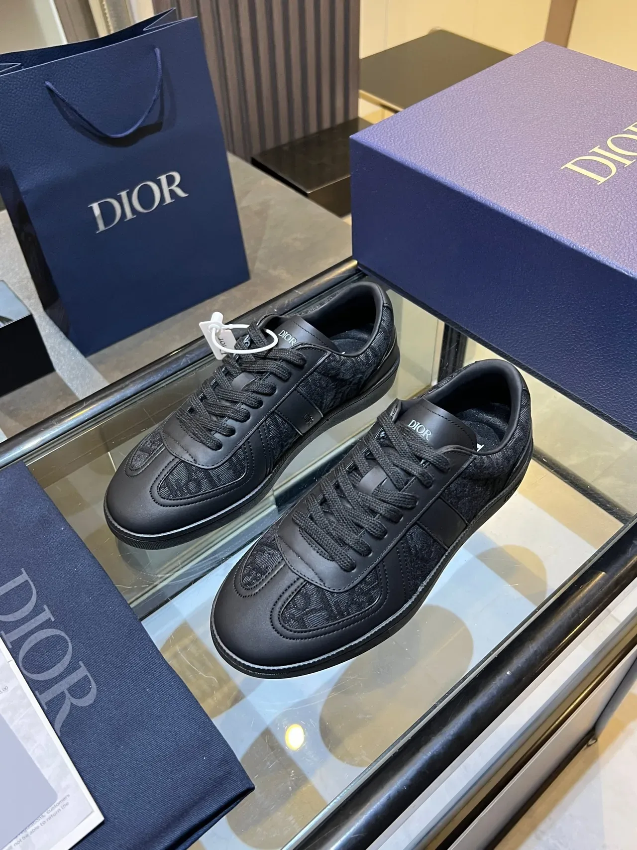 Dior B23 Black Oblique Jacquard Lifestyle Sneakers 4