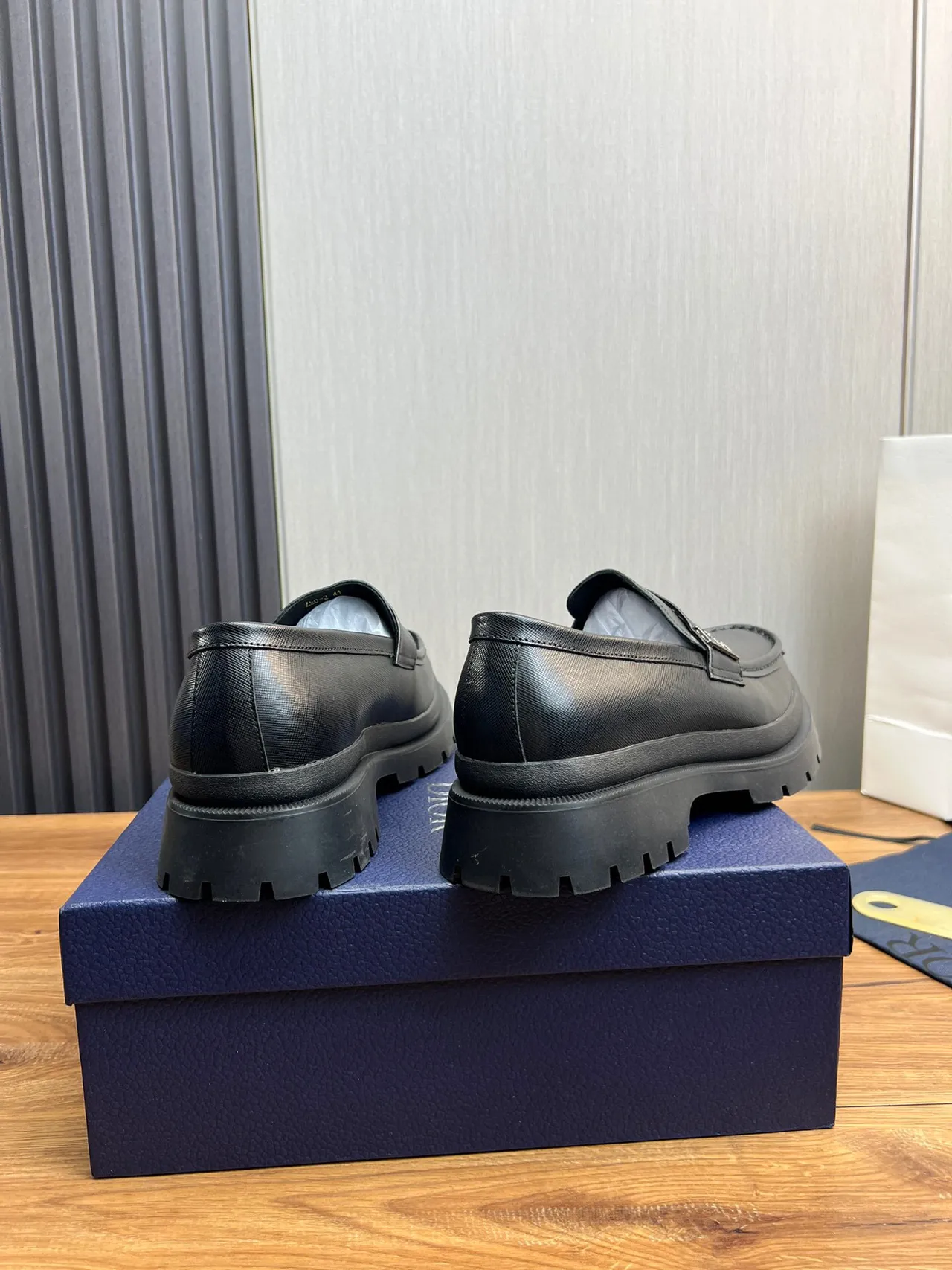 Dior B23 Black Textured Leather Chunky Lug-Sole Loafer 6