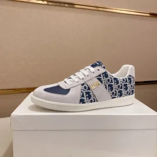 Dior B23 Gray and Navy Monogram Suede Lifestyle Sneakers