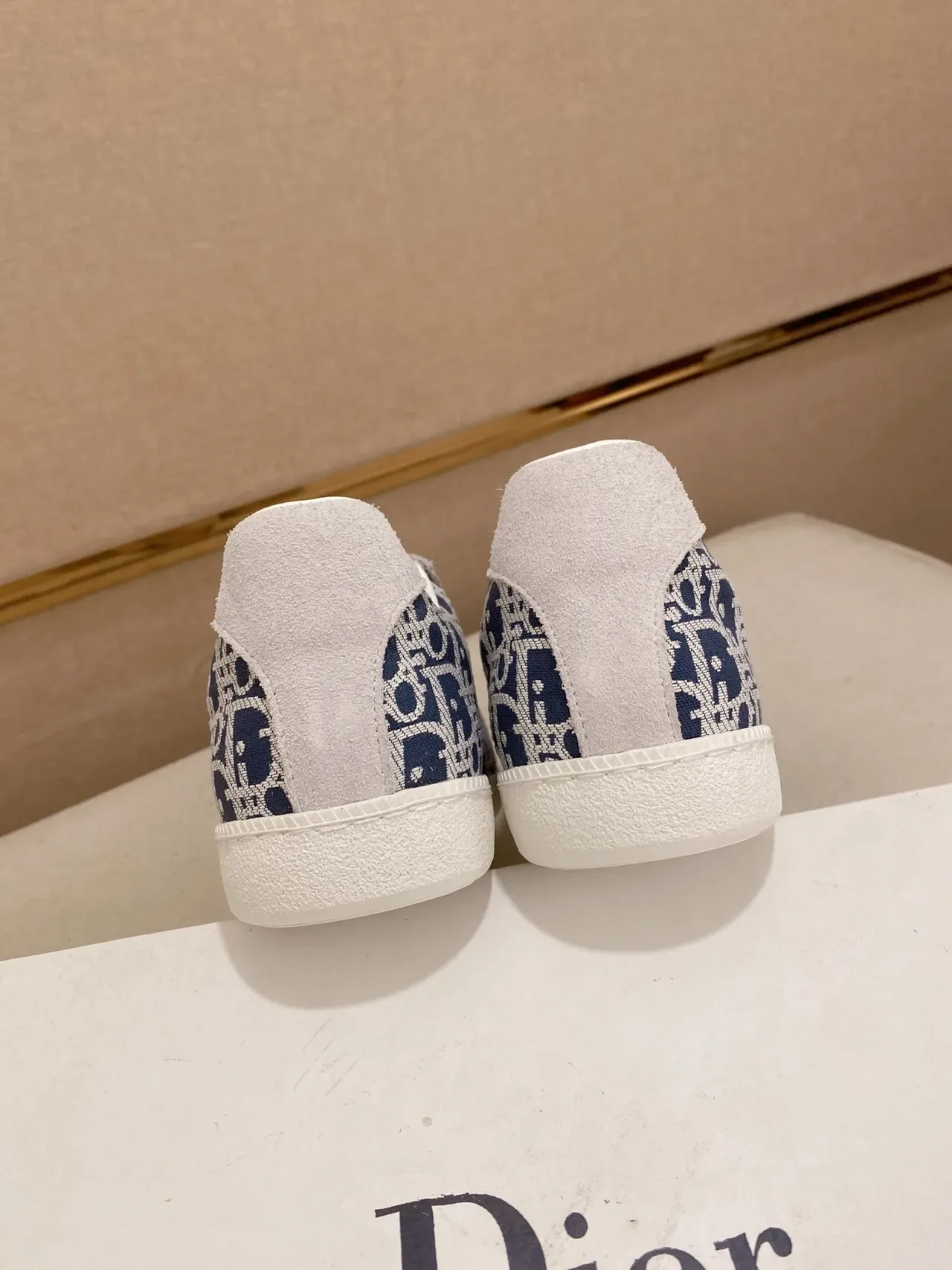 Dior B23 Gray and Navy Monogram Suede Lifestyle Sneakers 3