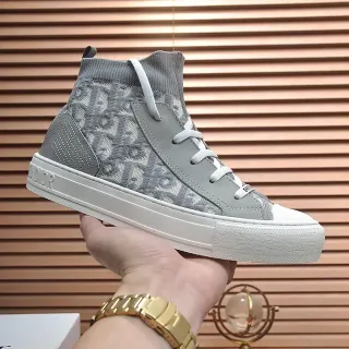 ديور B23 أحذية رياضية عالية رمادي Oblique Monogram