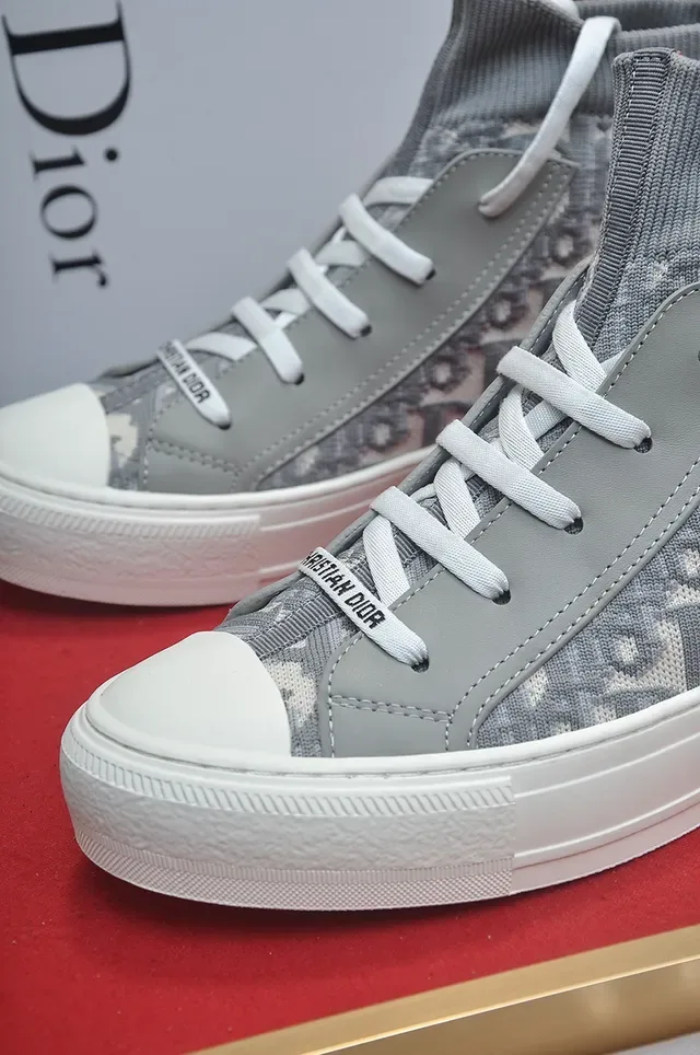 Dior B23 Cinza Oblique Monogram Tênis Lifestyle de Cano Alto 2