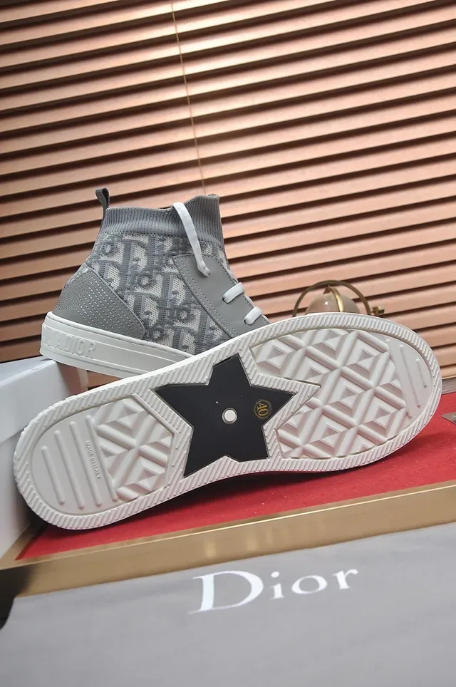 Dior B23 Cinza Oblique Monogram Tênis Lifestyle de Cano Alto 3