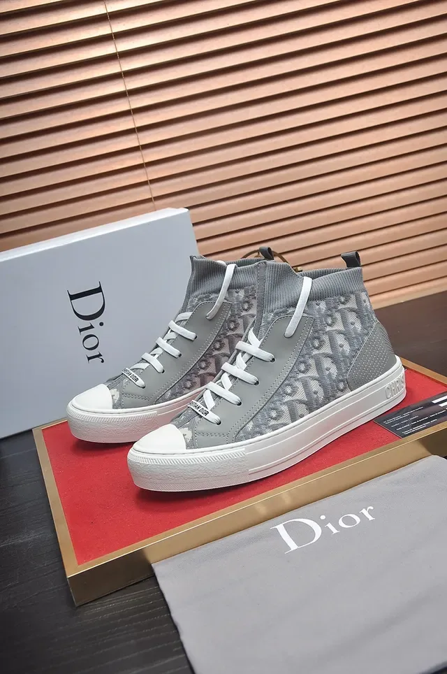 Dior B23 Cinza Oblique Monogram Tênis Lifestyle de Cano Alto 4
