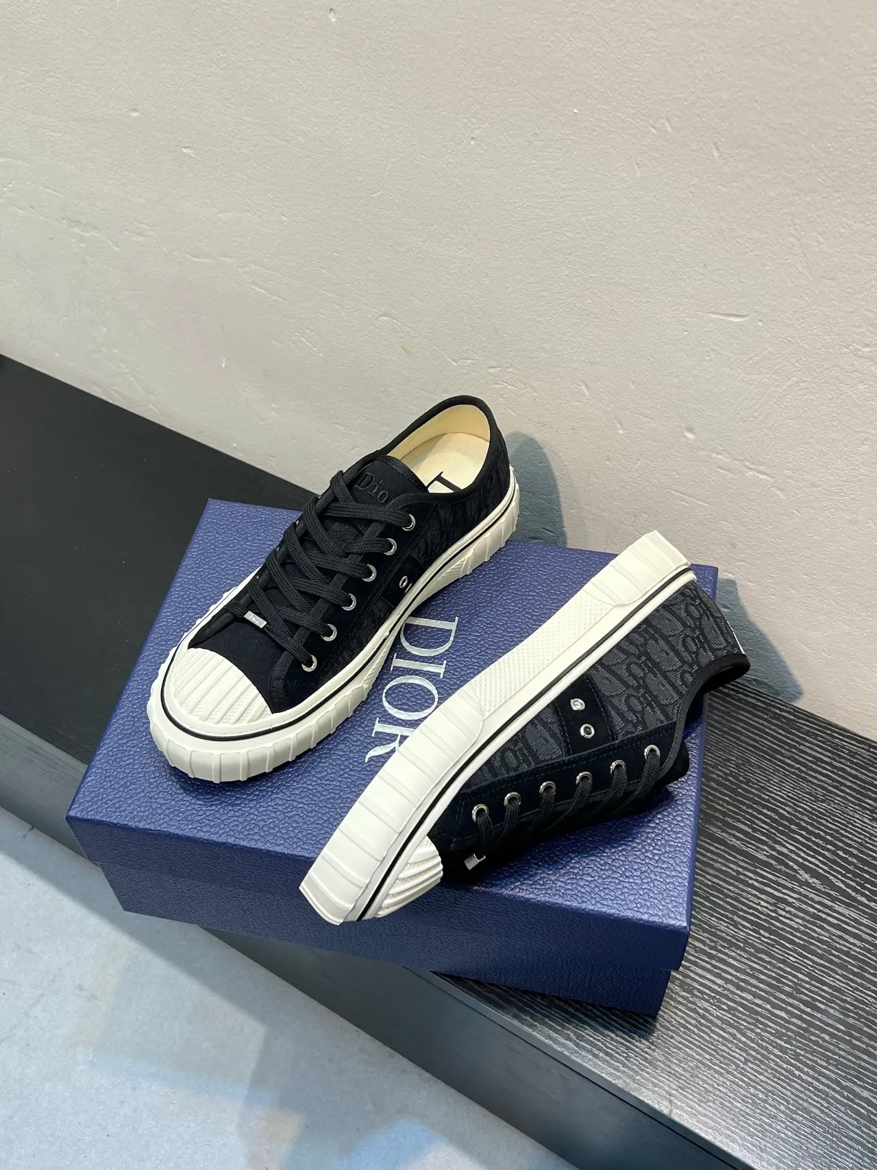 Dior B23 Monogram Black and White Lifestyle Sneakers 4
