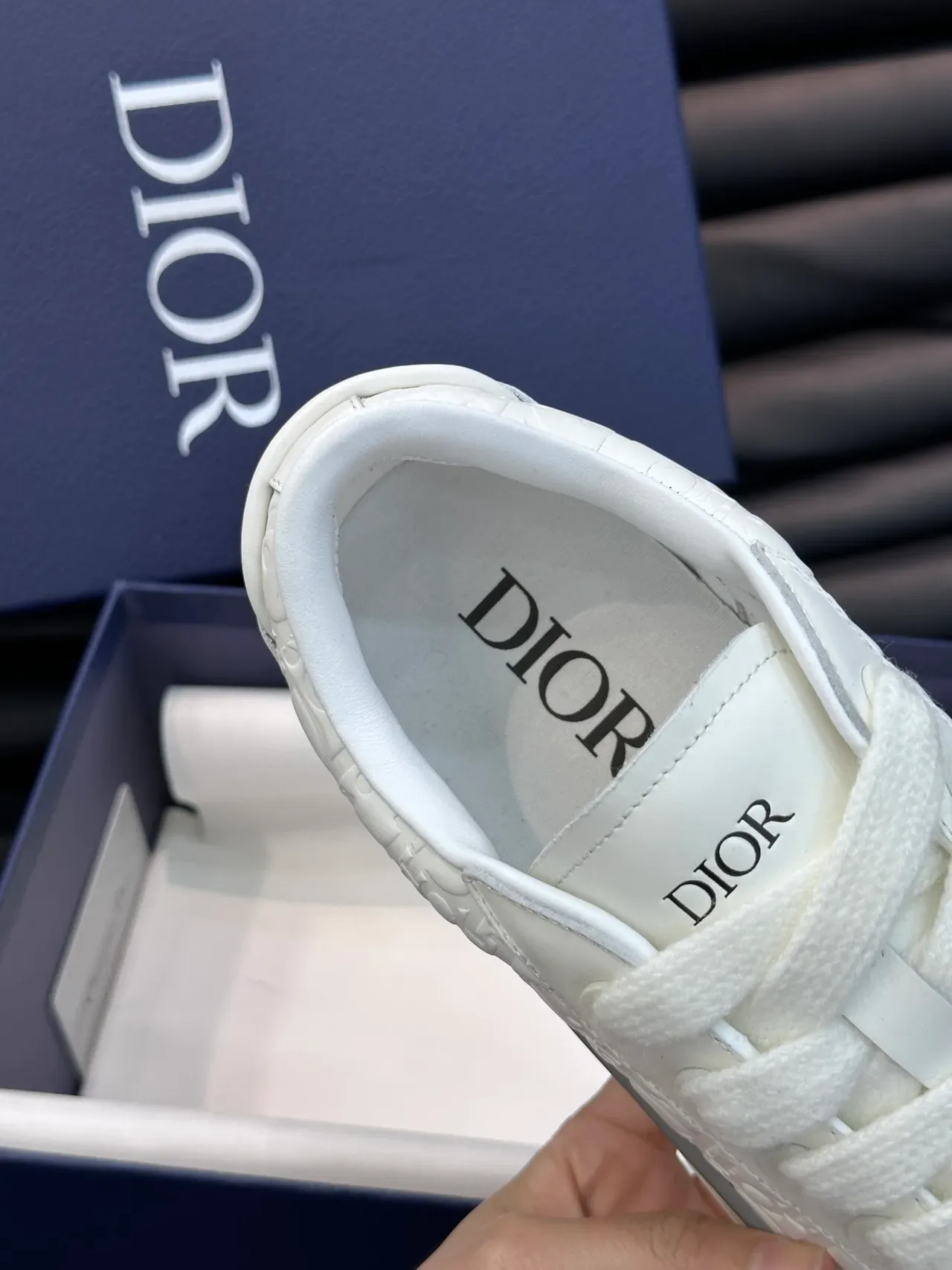 Dior B23 Monogram Embossed White Lifestyle Sneakers 3