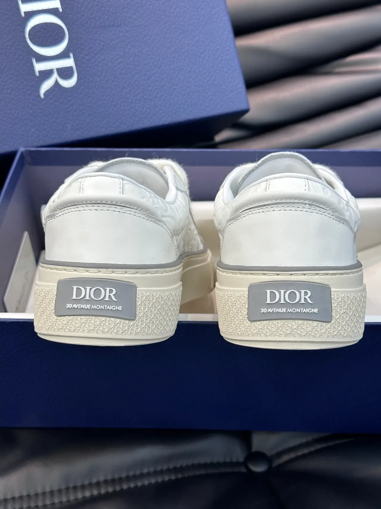 Dior B23 Monogram Embossed White Lifestyle Sneakers 4