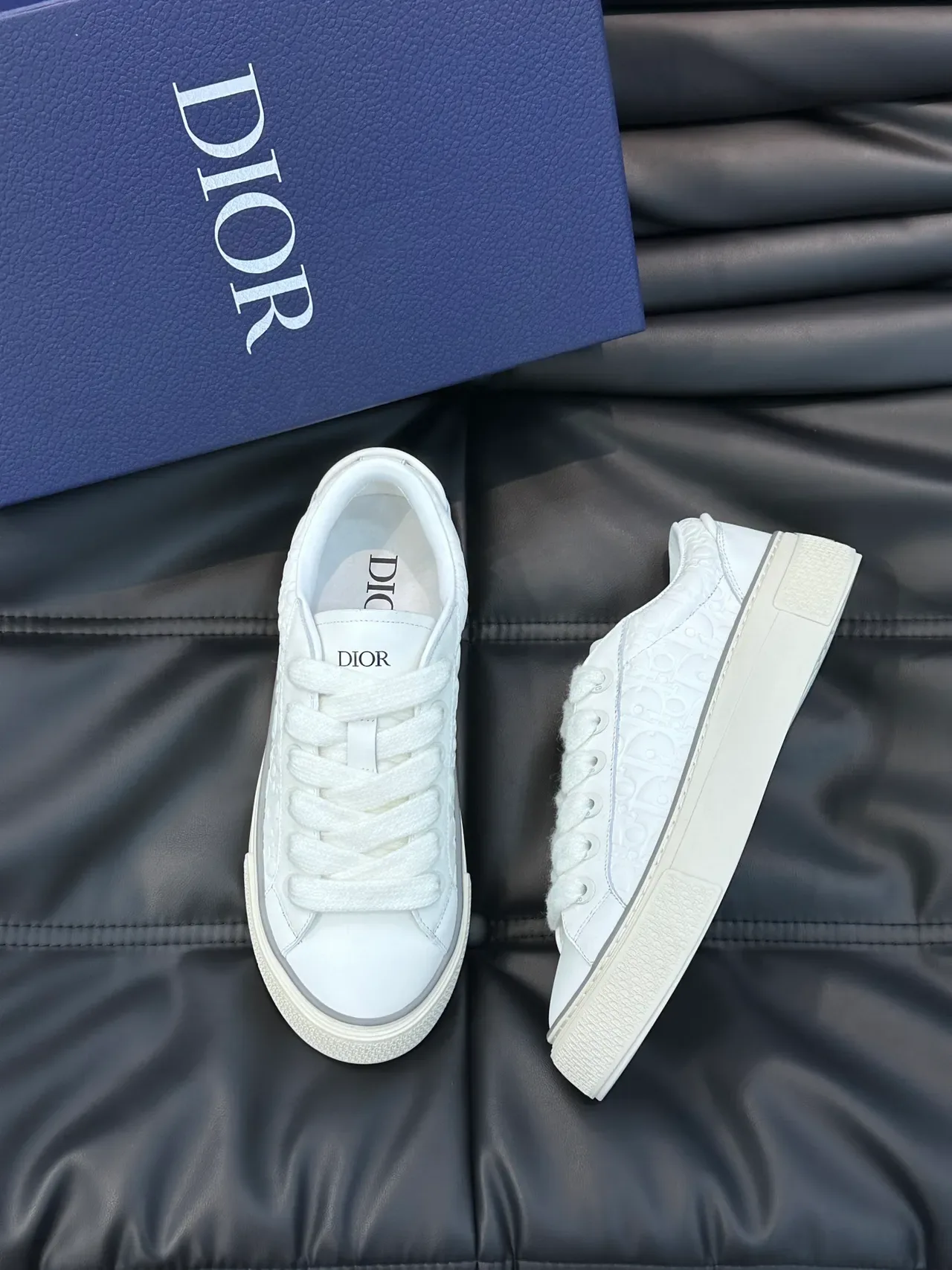 Dior B23 Monogram Embossed White Lifestyle Sneakers 5