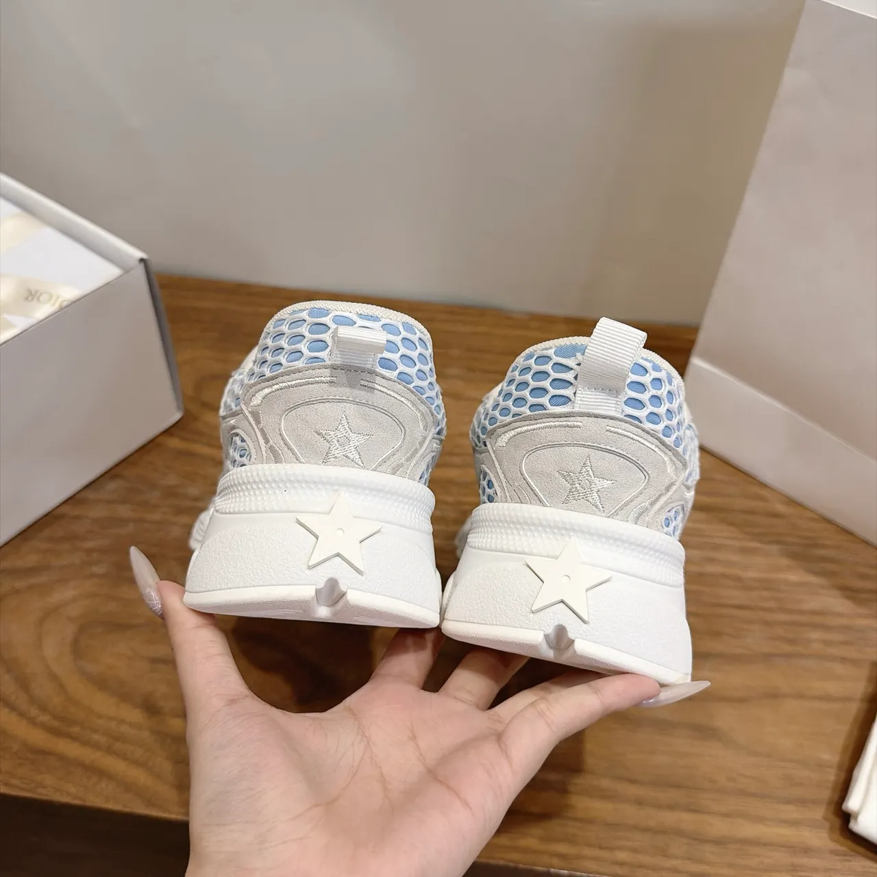 Dior B23 Off-White and Light Blue Jacquard Chunky Sneakers 2