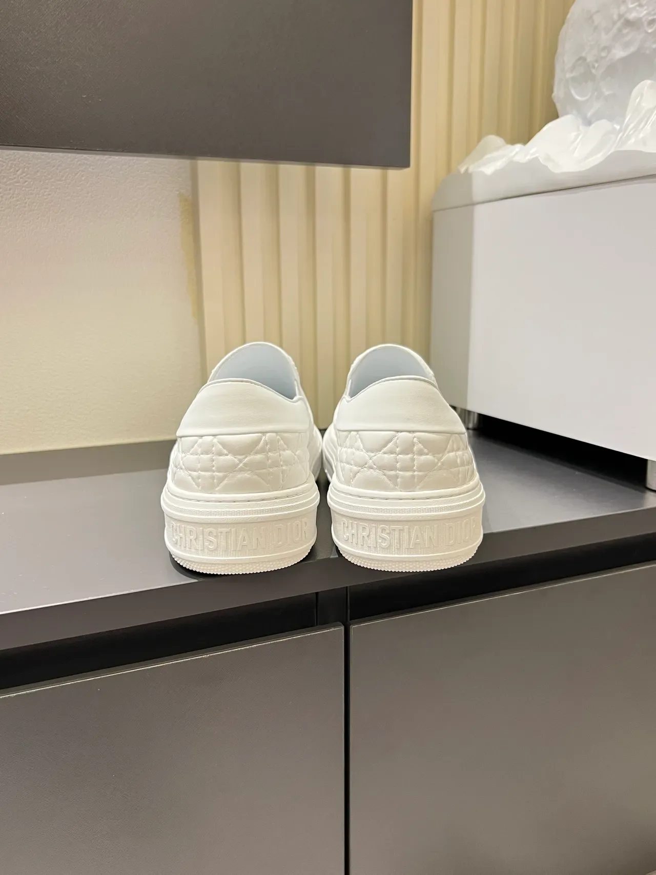 Dior B23 Quilted Cannage White Slip-On Lifestyle Sneakers 2