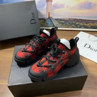 Dior B23 Red and Black Plaid Lifestyle Sneakers