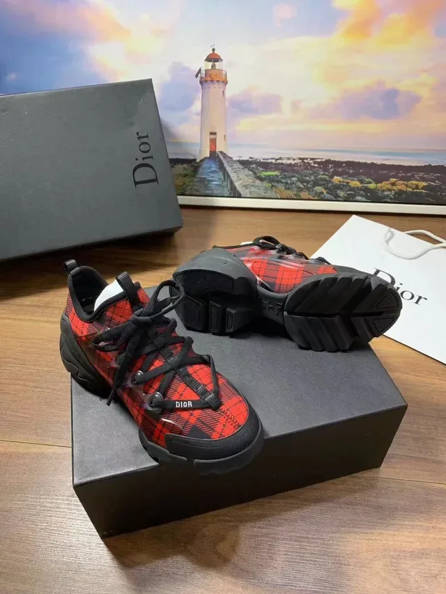 Dior B23 Red and Black Plaid Lifestyle Sneakers 5