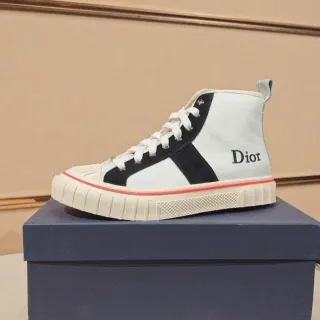 Dior B23 White and Black Canvas High-Top Lifestyle Sneakers