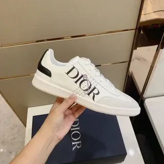 Dior B23 White and Black Logo-Print Lifestyle Sneakers