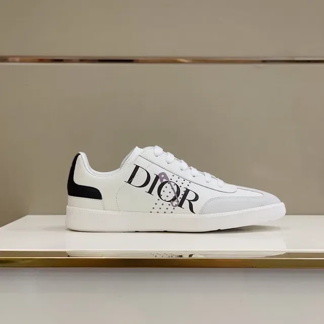 Dior B23 White and Black Logo-Print Lifestyle Sneakers 2