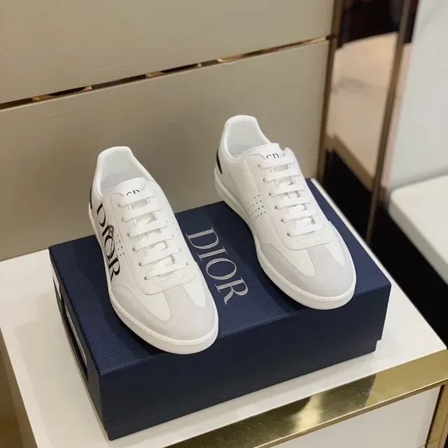 Dior B23 White and Black Logo-Print Lifestyle Sneakers 3