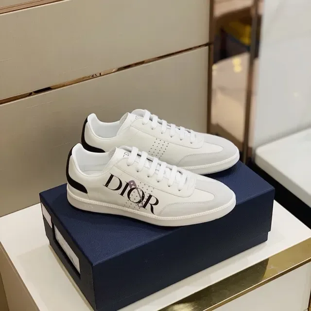 Dior B23 White and Black Logo-Print Lifestyle Sneakers 8