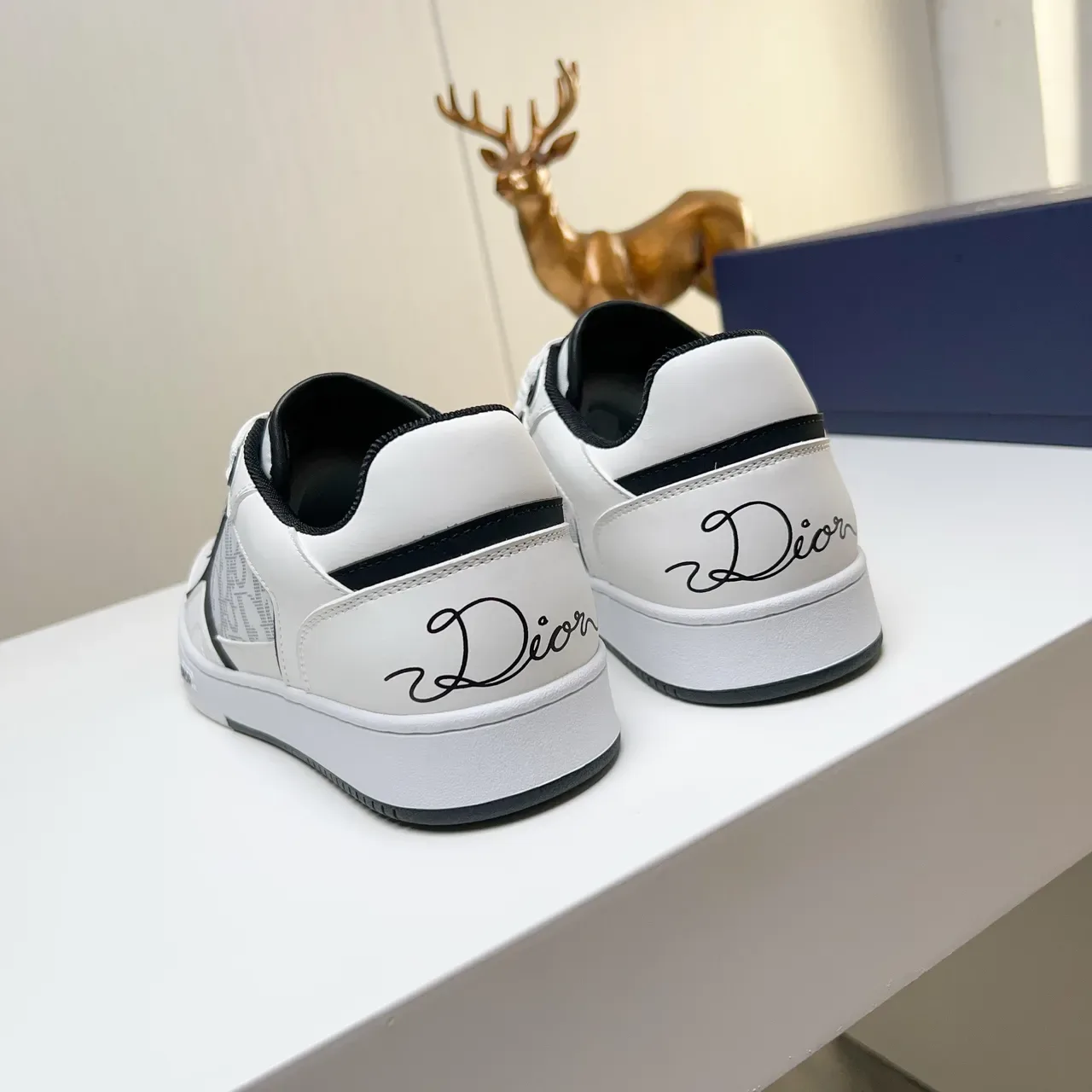Dior B23 White Black Low-Top Perforated Toe Lifestyle Sneakers 4
