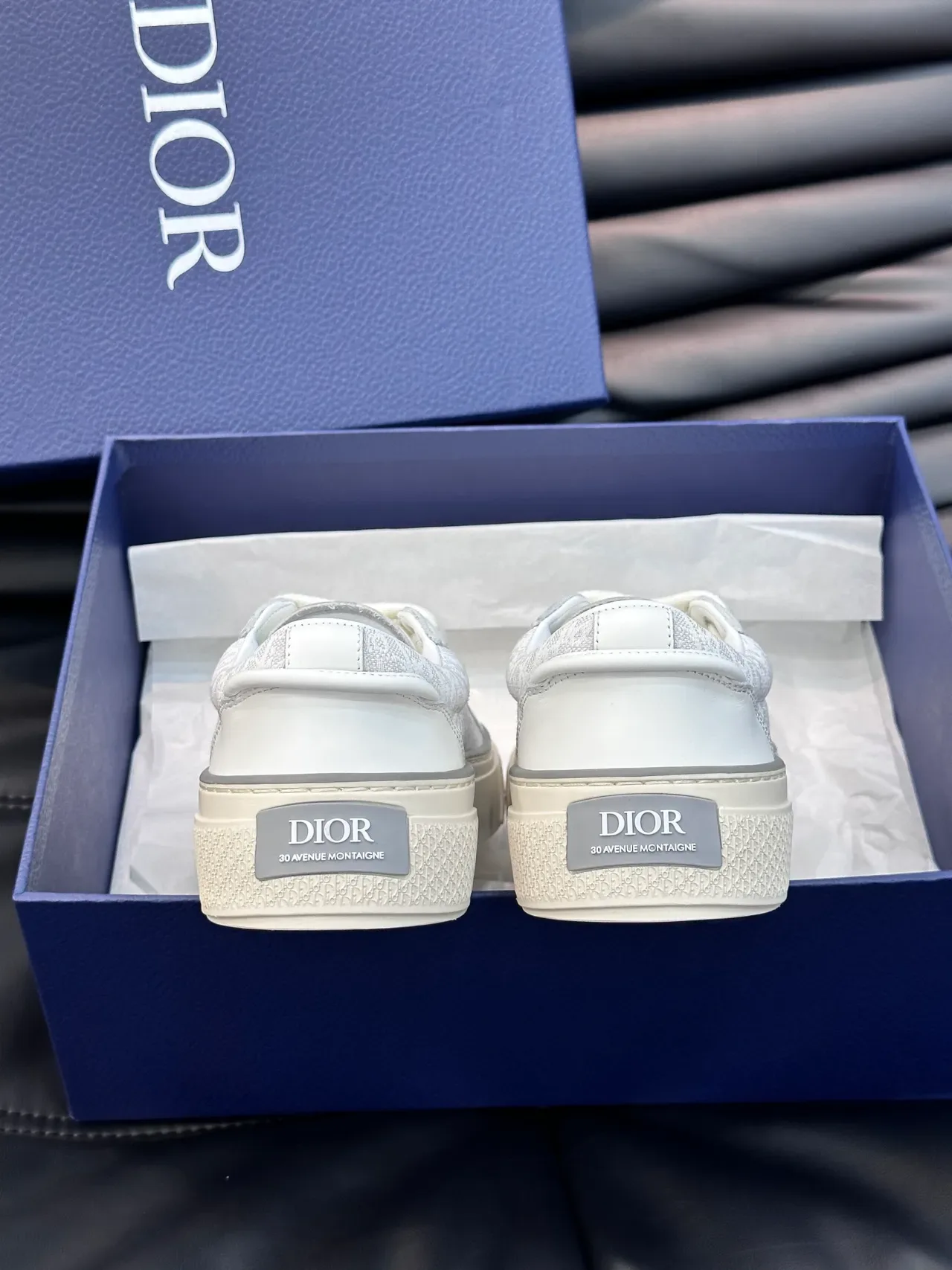 Dior B23 White Silver Low-Top Leather And Metallic Stripe Lifestyle Sneakers 4